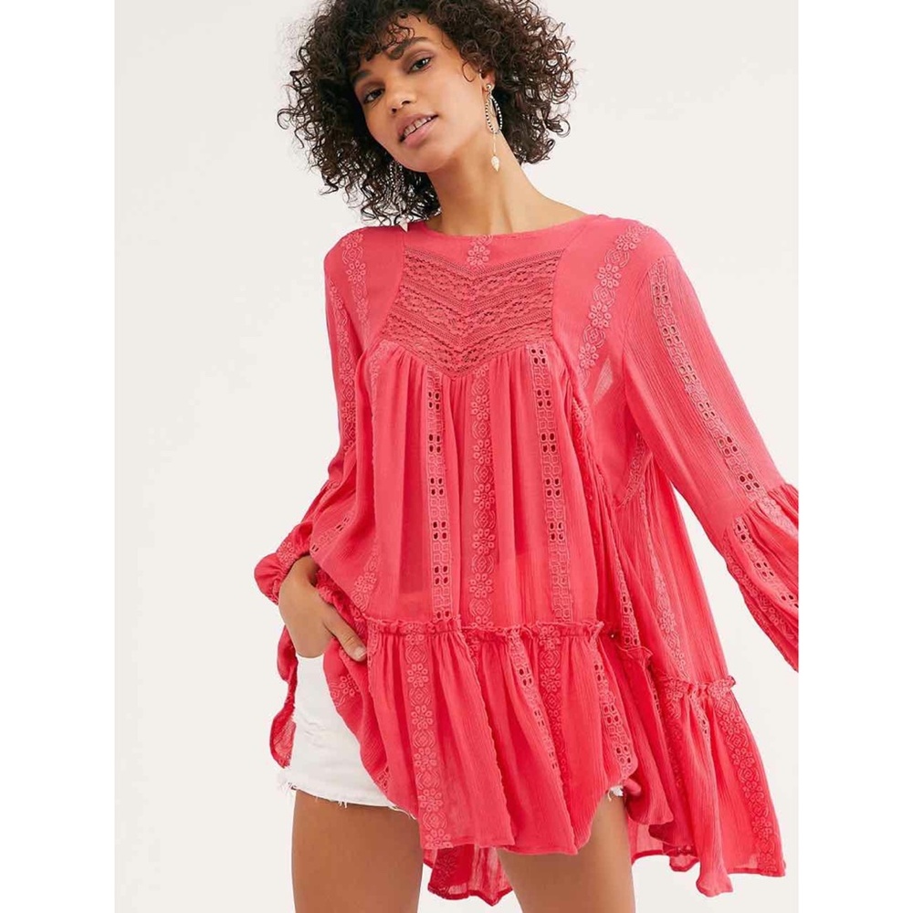 NWT Free People Kiss Kiss Eyelet Blouson Tunic